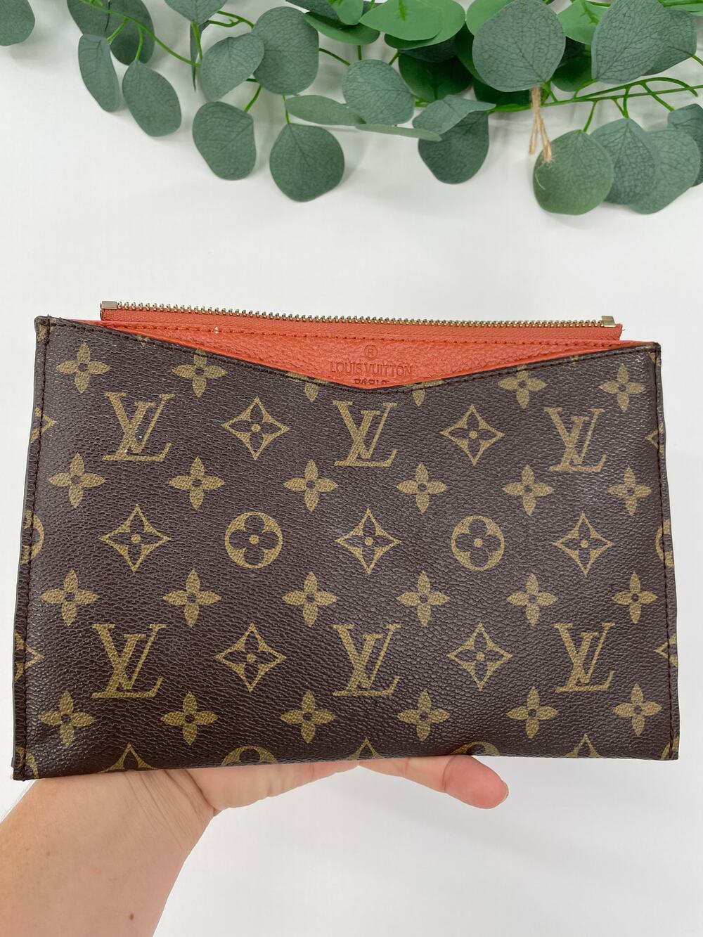 Louis Vuitton Monogram Brown & Orange Daily Pouch *missing zipper